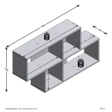 FMD Wall-mounted Shelf with 4 Compartments - Dark Anthracite