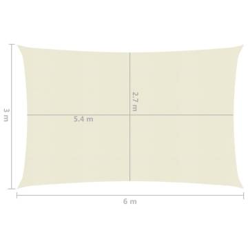 Sunshade Sail 3x6 m Cream - UV & Mould Resistant HDPE