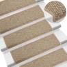 Self-Adhesive Sisal-Look Stair Mats - 15 pcs Dark Beige