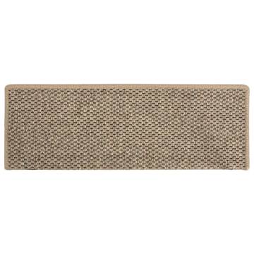 Self-Adhesive Sisal-Look Stair Mats - 15 pcs Dark Beige