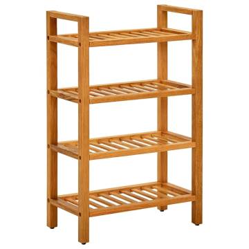 Stylish Solid Oak Shoe Rack with 4 Shelves - 50x27x80 cm