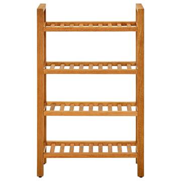 Stylish Solid Oak Shoe Rack with 4 Shelves - 50x27x80 cm