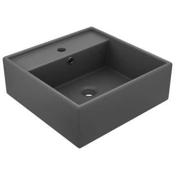 Luxury Matte Dark Grey Ceramic Basin 41x41 cm