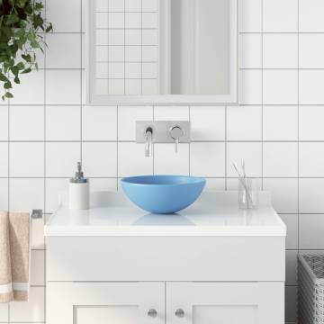 Light Blue Round Ceramic Bathroom Sink - Modern Design