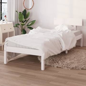 White Solid Pine Bed Frame 90x200 cm - Stylish & Durable