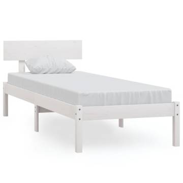 White Solid Pine Bed Frame 90x200 cm - Stylish & Durable