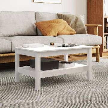 Elegant White Coffee Table - 80x50x40 cm Solid Pine Wood