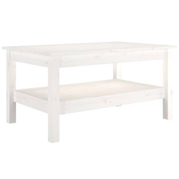 Elegant White Coffee Table - 80x50x40 cm Solid Pine Wood