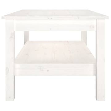 Elegant White Coffee Table - 80x50x40 cm Solid Pine Wood