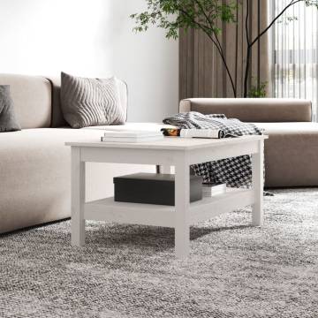 Elegant White Coffee Table - 80x50x40 cm Solid Pine Wood