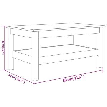 Elegant White Coffee Table - 80x50x40 cm Solid Pine Wood