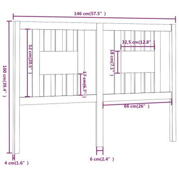 Stylish Solid Wood Pine Headboard 146x4x100 cm | HipoMarket