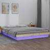 LED Bed Frame 140x200 cm Solid Wood Colour natural Size 140 x 200 cm 