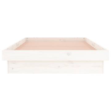 LED Bed Frame White 75x190 cm - Solid Wood & Colourful Lights