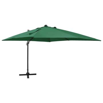 Cantilever Umbrella with LED Lights - 300 cm Green