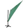 Cantilever Umbrella with LED Lights - 300 cm Green