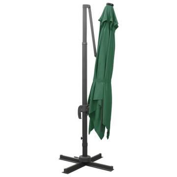 Cantilever Umbrella with LED Lights - 300 cm Green