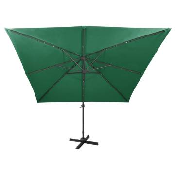 Cantilever Umbrella with LED Lights - 300 cm Green