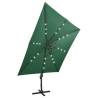 Cantilever Umbrella with LED Lights - 300 cm Green