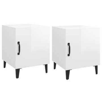 High Gloss White Bedside Cabinets - 2 pcs for Elegant Interiors