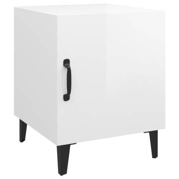 High Gloss White Bedside Cabinets - 2 pcs for Elegant Interiors