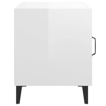 High Gloss White Bedside Cabinets - 2 pcs for Elegant Interiors