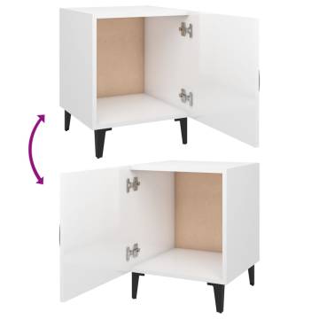 High Gloss White Bedside Cabinets - 2 pcs for Elegant Interiors