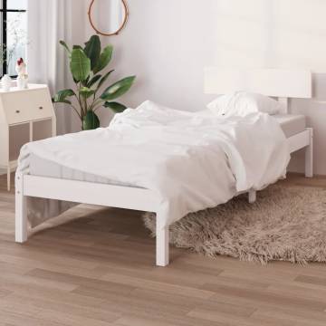 White Solid Wood Pine Bed Frame 100x200 cm - HipoMarket