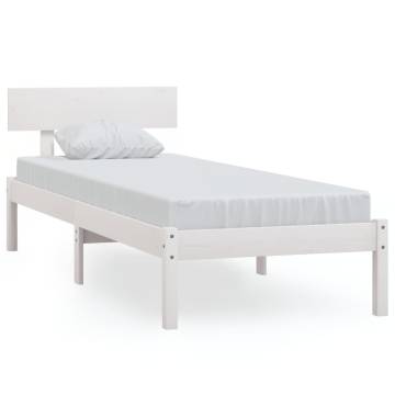 White Solid Wood Pine Bed Frame 100x200 cm - HipoMarket