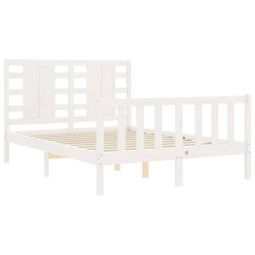 Bed Frame with Headboard White 140x200 cm | Solid Wood Durability