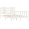 Bed Frame with Headboard White 140x200 cm | Solid Wood Durability