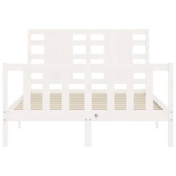 Bed Frame with Headboard White 140x200 cm | Solid Wood Durability