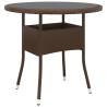 Garden Table Ø80x75 cm Tempered Glass and Poly Rattan Brown Colour brown Quantity in Package 1 