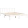 White Bed Frame with Headboard - 140x190 cm Solid Pine Wood