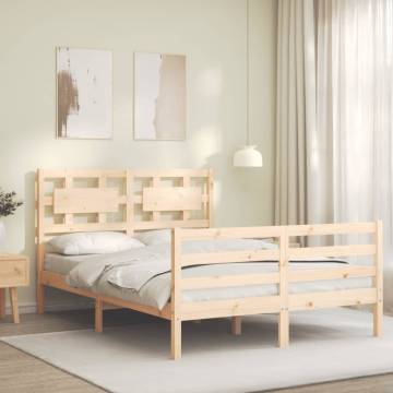 Solid Wood Bed Frame with Headboard 140x200 cm | HipoMarket