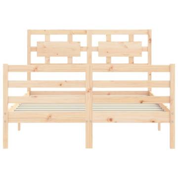 Solid Wood Bed Frame with Headboard 140x200 cm | HipoMarket