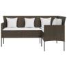 Stylish L-Shaped Couch Sofa with Cushions - Poly Rattan Brown