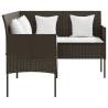 Stylish L-Shaped Couch Sofa with Cushions - Poly Rattan Brown