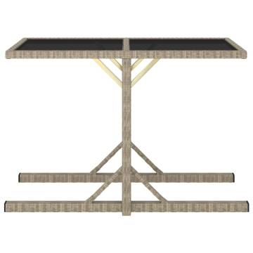 Beige Garden Table 110x53 cm - Poly Rattan & Glass Top