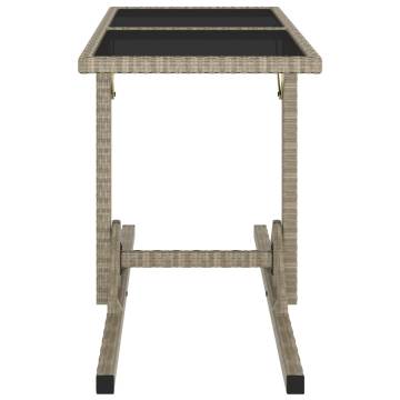 Beige Garden Table 110x53 cm - Poly Rattan & Glass Top