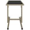 Beige Garden Table 110x53 cm - Poly Rattan & Glass Top