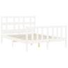 White Bed Frame with Headboard - 140x190 cm Solid Wood