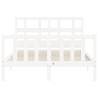 White Bed Frame with Headboard - 140x190 cm Solid Wood