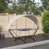 Outdoor Lounge Bed with Canopy Cream Steel and Oxford Fabric Colour cream 