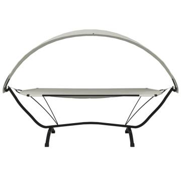 Outdoor Lounge Bed with Canopy - Cream Steel & Oxford Fabric