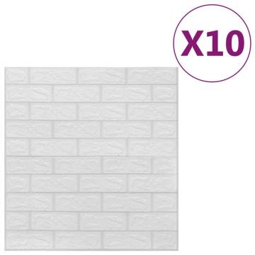 3D Self-Adhesive Wallpaper Bricks - 10 Pcs White | HipoMarket