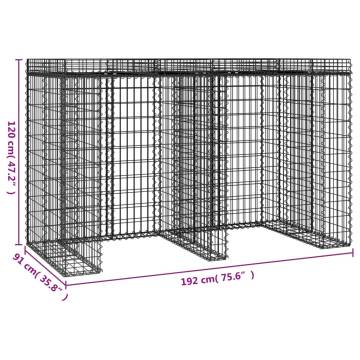 Gabion Wall for Garbage Bin - 192x91x120 cm Galvanised Iron