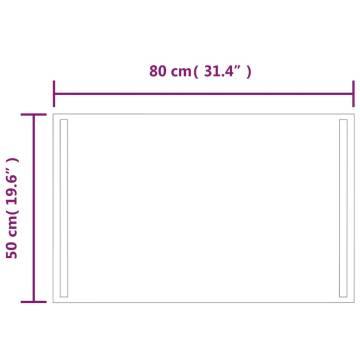 Stylish LED Bathroom Mirror 80x50 cm - IP65 Waterproof