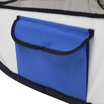 Foldable Dog Playpen with Carry Bag - Blue 90x90x58 cm