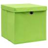 4 pcs Green Storage Boxes with Lids - Durable & Foldable